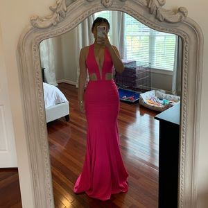 Hot Pink sexy cut-out gown